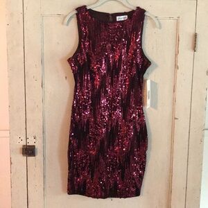 Emerald Sundae Wine Sequins Holiday Dress